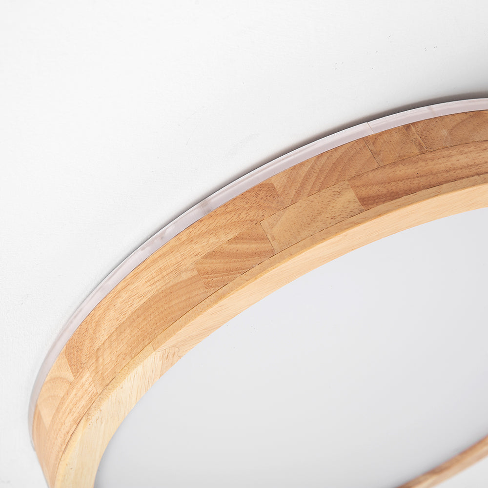 Ozawa Nordic Round Acrylic/Wood Flush Mount Ceiling Light, Wood
