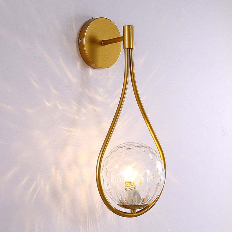 Valentina Nordic Creative Minimalist Water Drop Glass Gold Wall Lamp