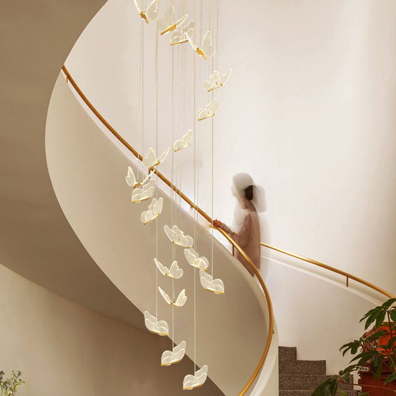 Olivia Pendant Light Butterfly Modern Luxury, Metal/Acrylic, Gold, Corridor