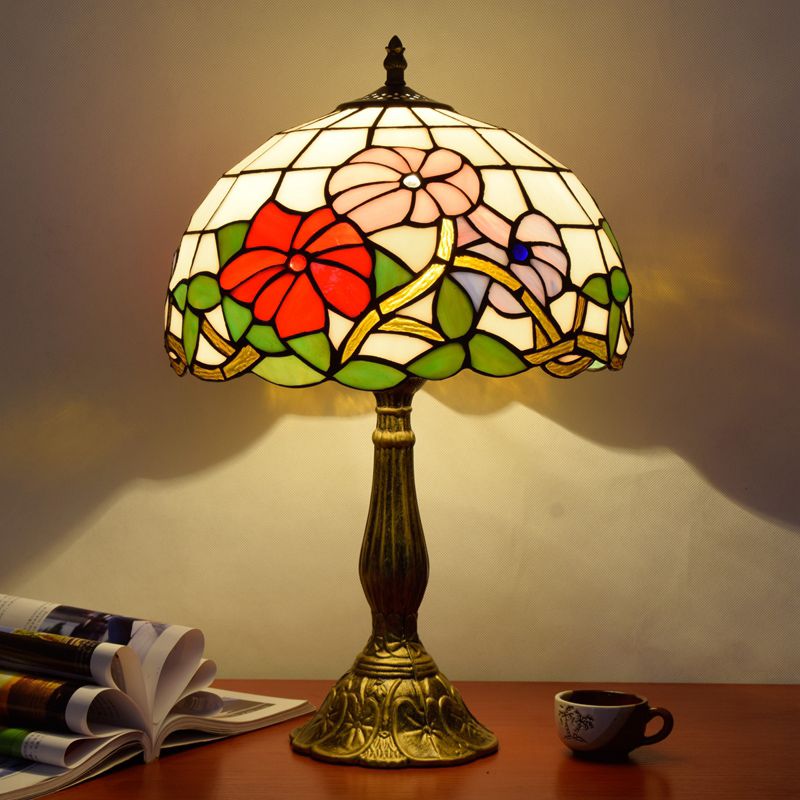 Alessio Mid Century Dome Shade Glass Table Lamp, Multicolor