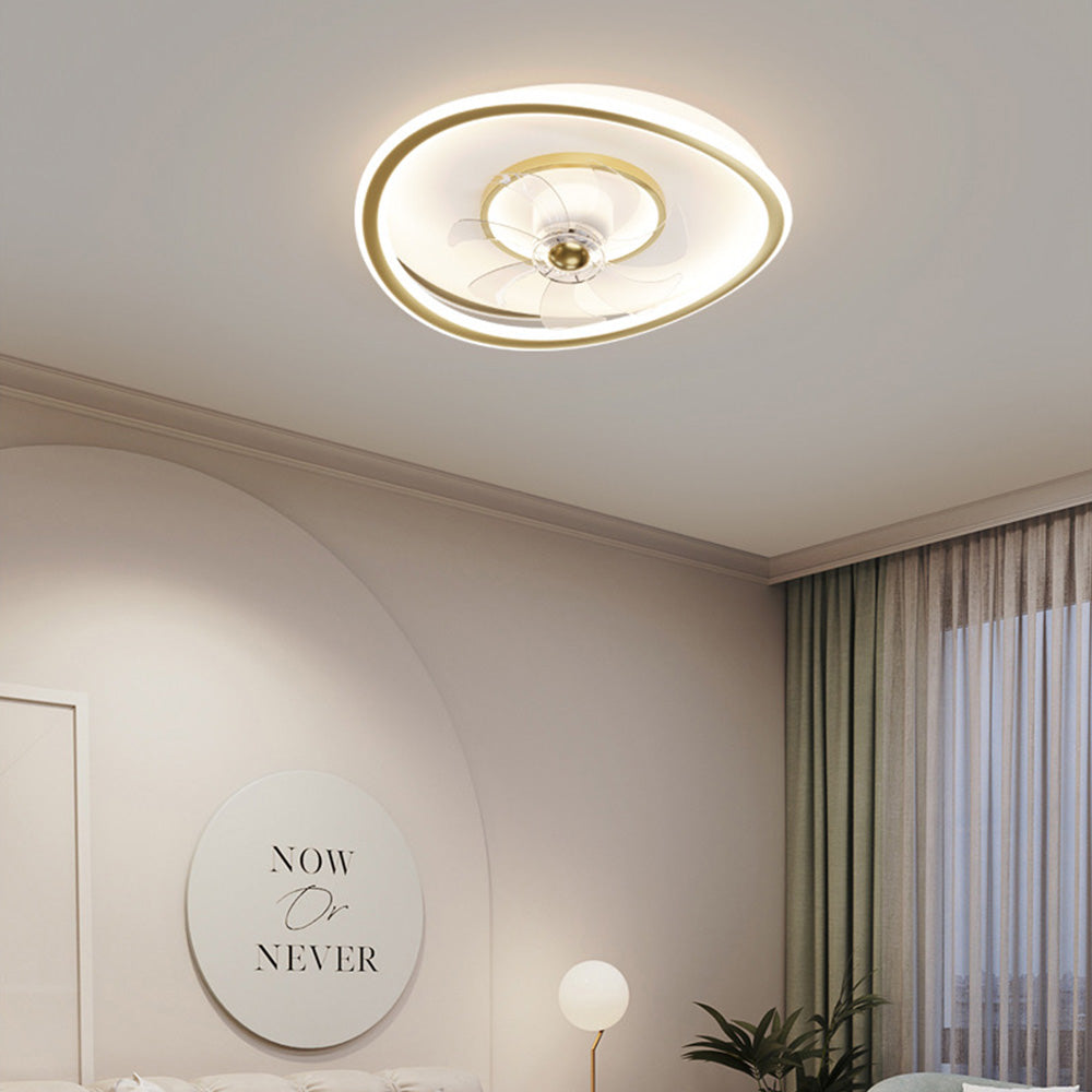 Kelley Gold Flush Mount Ceiling Fan with Light, 5 Style, 19.7''/35.4''/43.3''