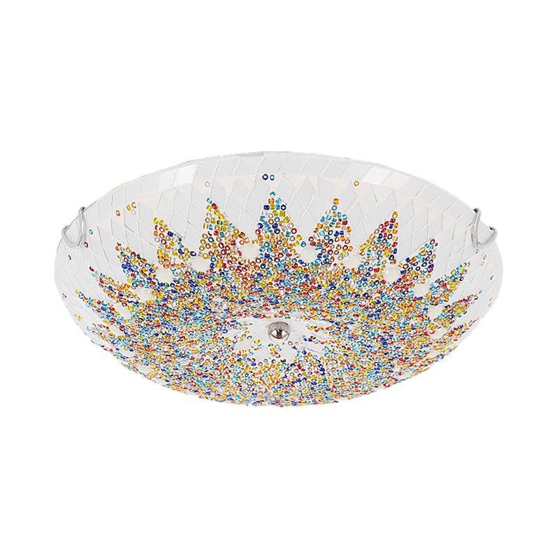 Eryn Modern Mediterranean Glass Flush Mount Ceiling Light, Blue/Yellow/White