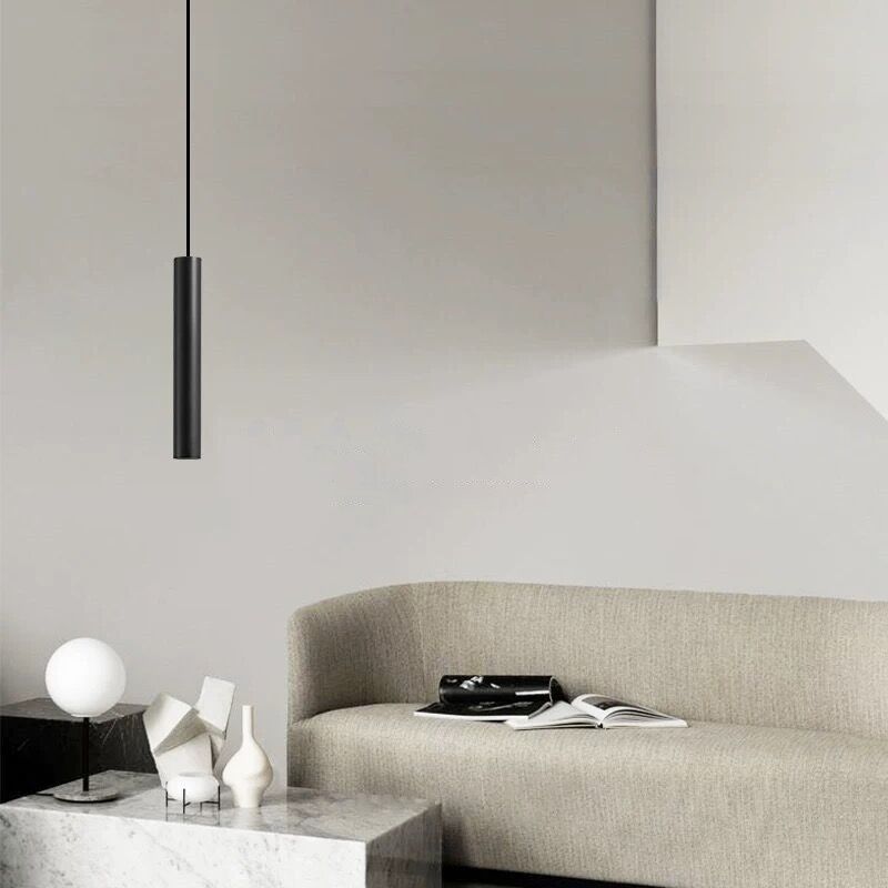 Edge Minimalist Cylinder Black Pendant Light, 9
