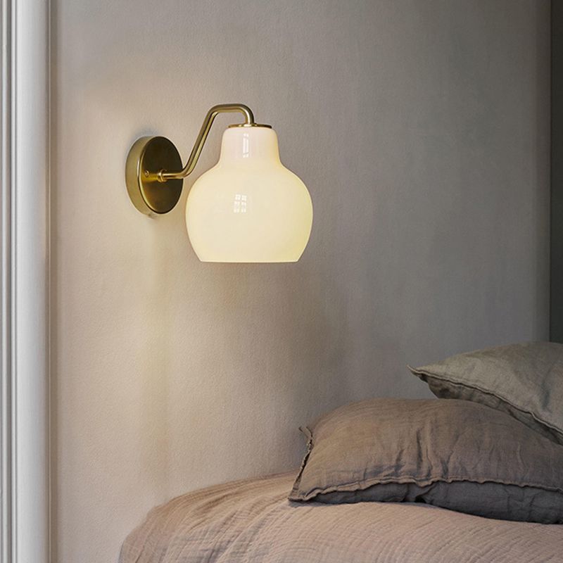 Lily Simple Dome Shape Vanity Wall Lamp, Metal/Glass