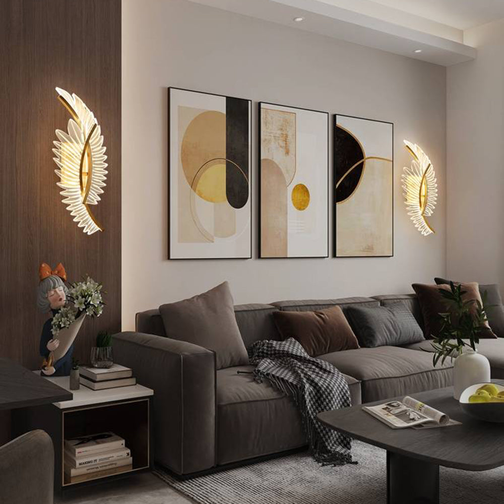 Kristy Modern Crystal Wall Lamp Gold Wings Design Sconce for Bedroom
