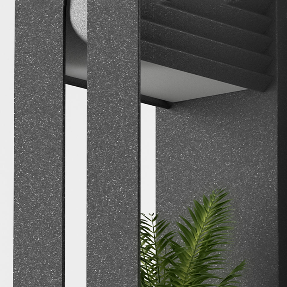 Orr Modern Rectangular Metal/Acrylic Solar Outdoor Plants Pot Holder Wall Lamp, Black