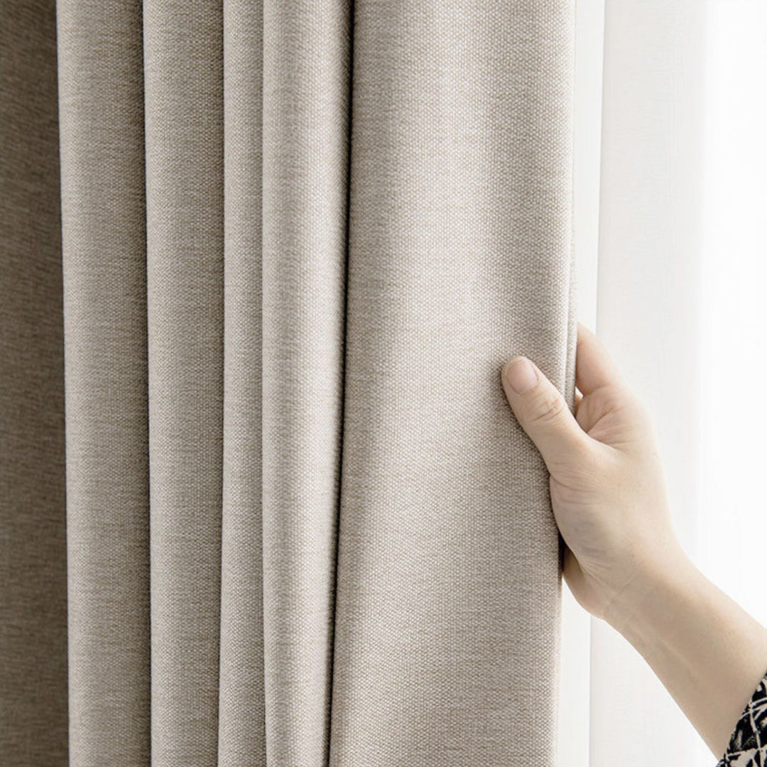 Modern Linen Solid Color Semi-Blackout Thermal Insulated Curtains