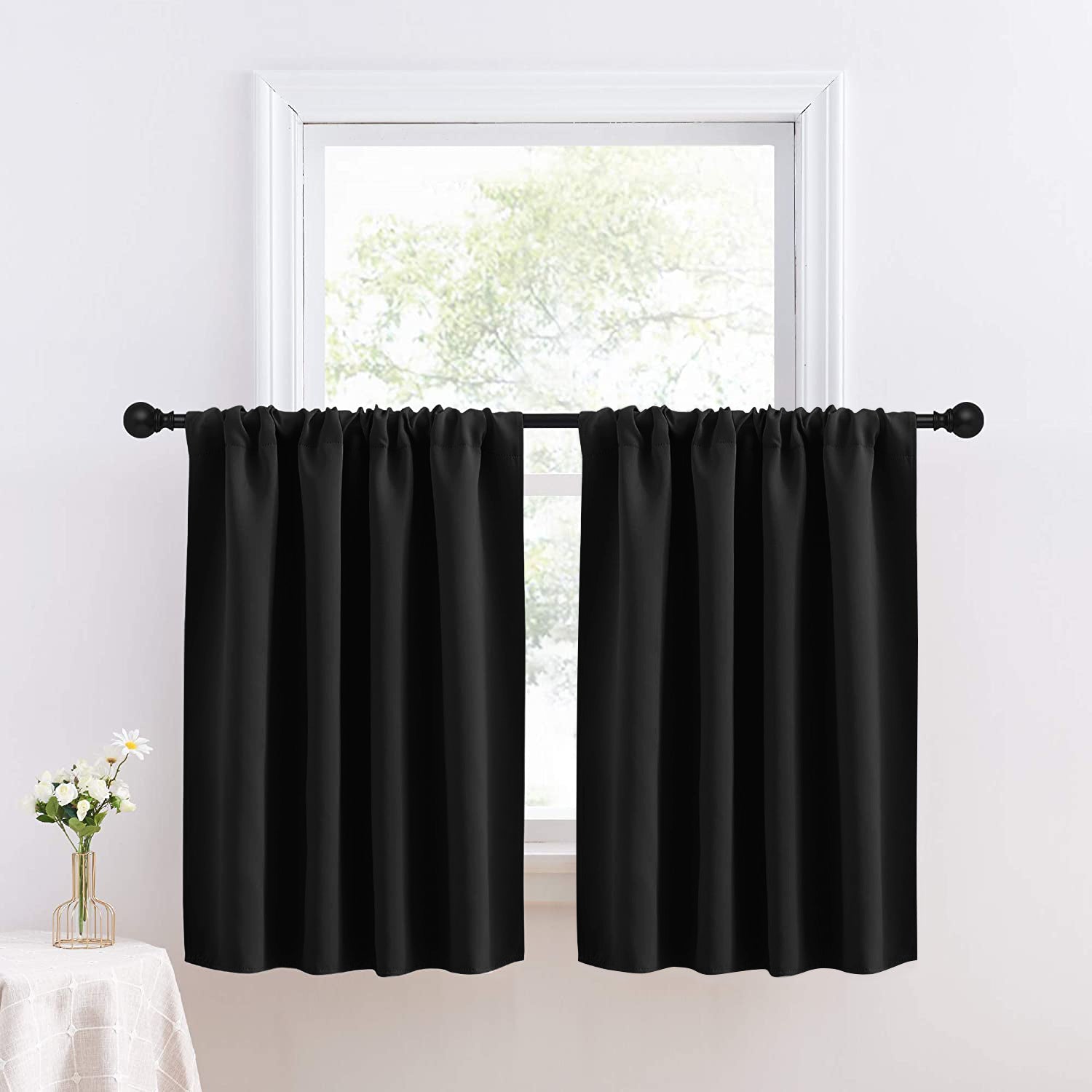 Modern Pure White Short Blackout Curtain