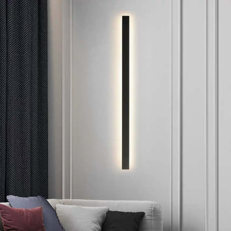 Edge Modern Outer Glow Linear Metal Outdoor Wall Light, Dark Steel Gray