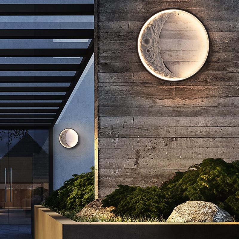 Elif Outdoor Wall Lamp Moon Modern, Led, Black, Courtyard