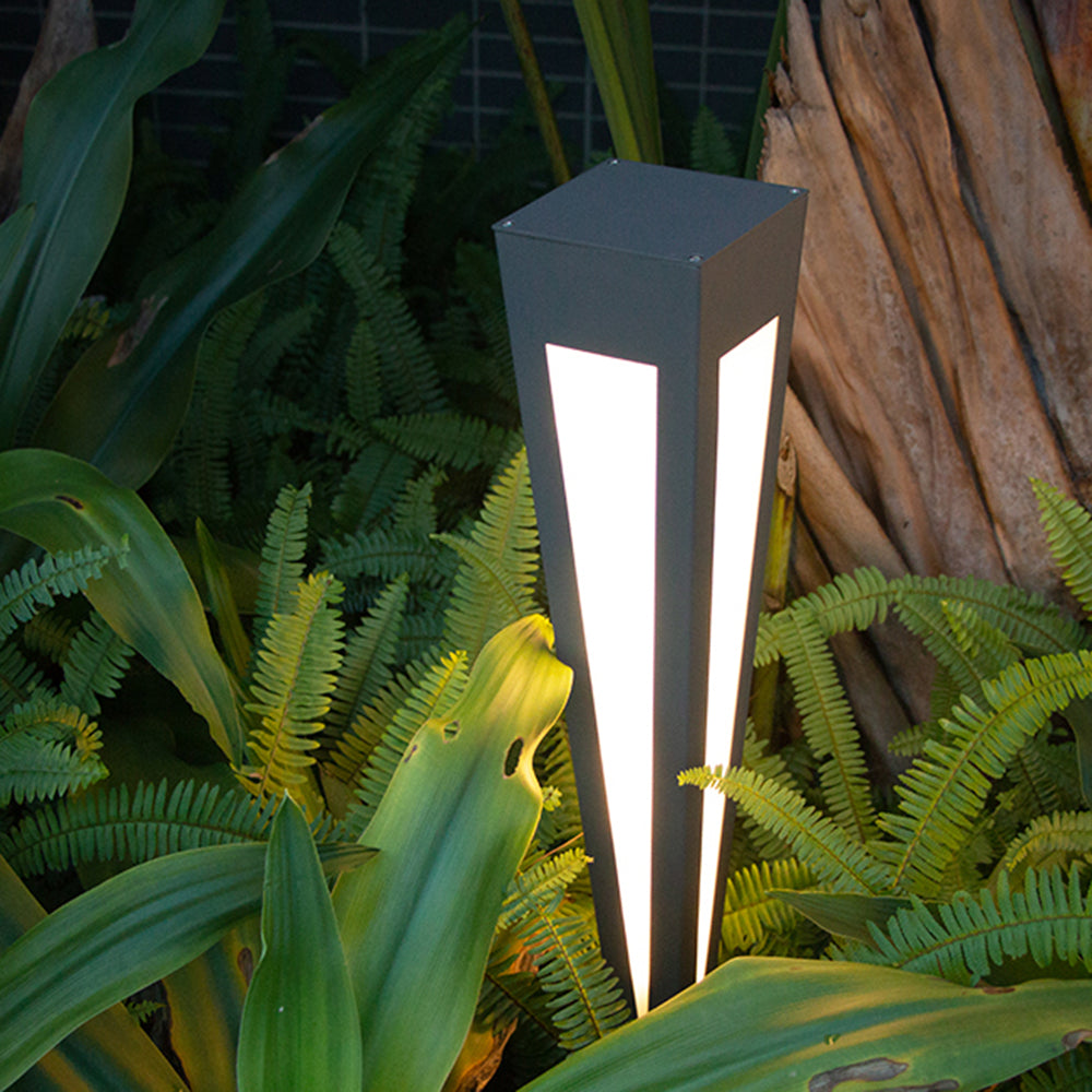 Cole Modern Trigonal Linear Solar Outdoor Path Light, Black