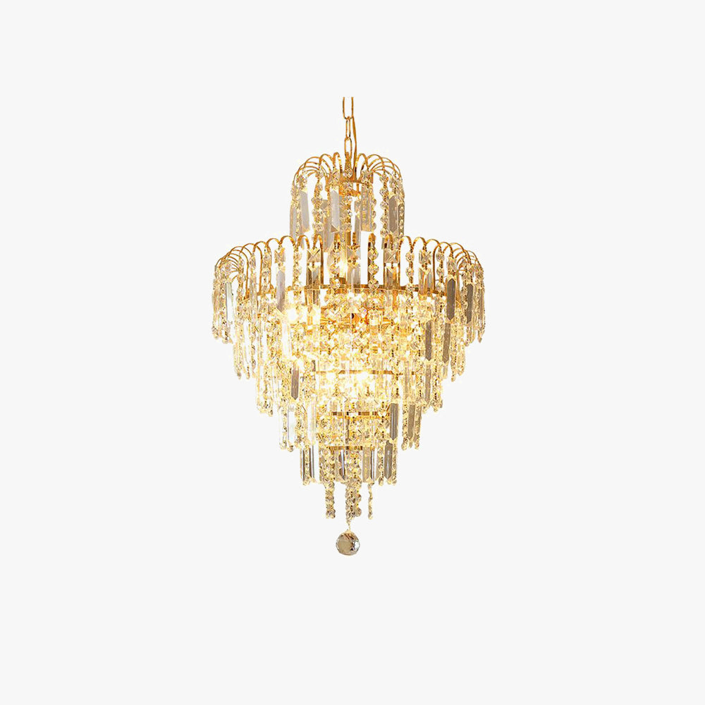 Marilyn Luxury 5 Layers Tassel Crystal Chandelier, Gold