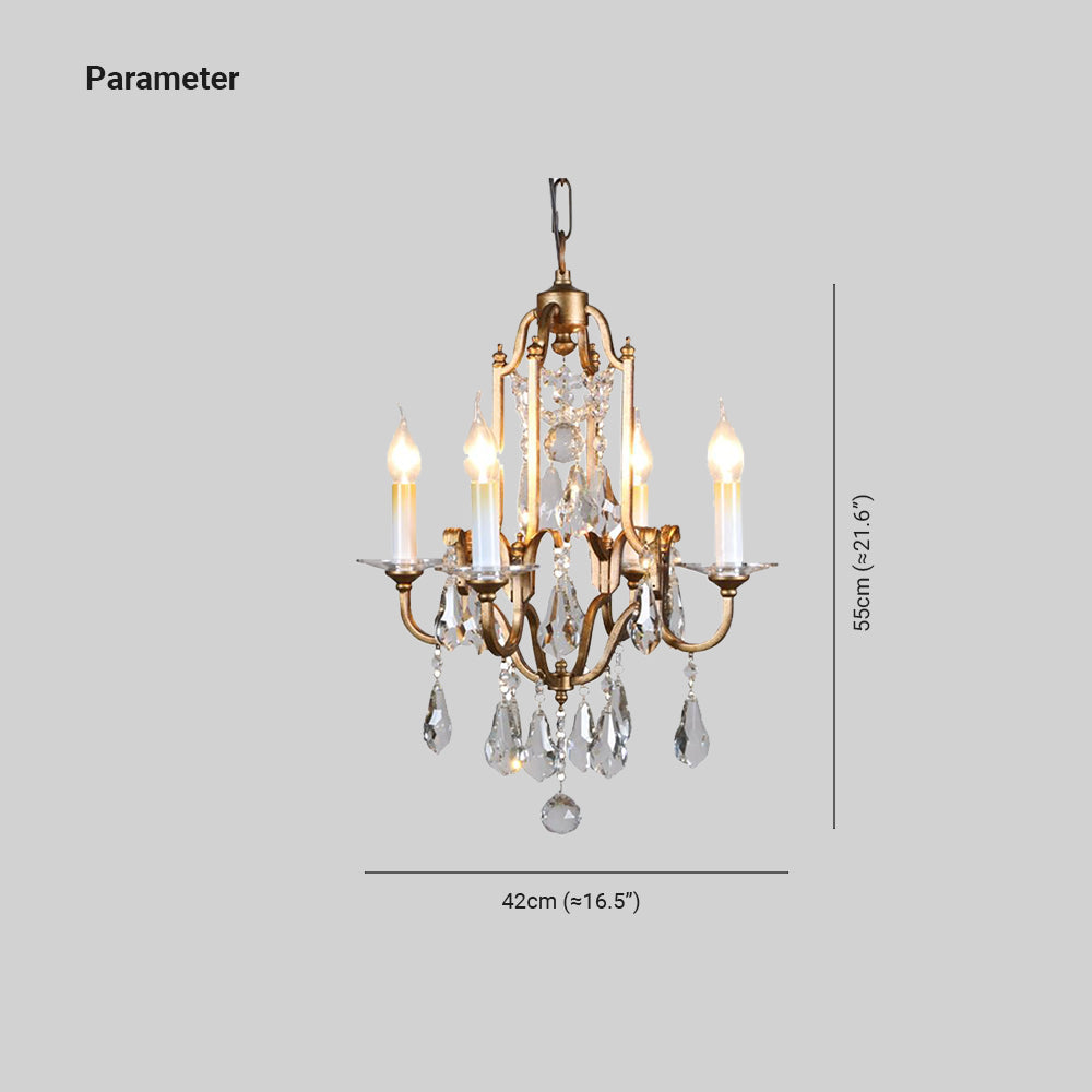 Silva Vintage Luxury Candle Crystal/Metal Chandelier, Gold