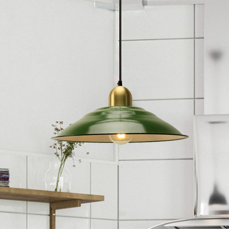 Cairns Vintage Metal Arched Pendant Light, Green