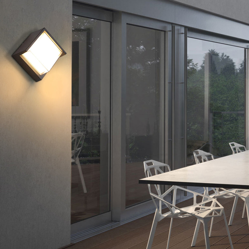 Orr Modern Square Metal Outdoor Wall Lamp, Black/White