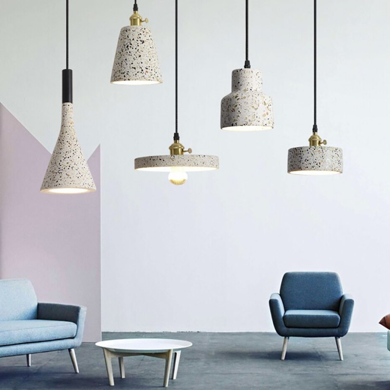Zaid Modern Metal/Stone Pendant Light, 5 Style