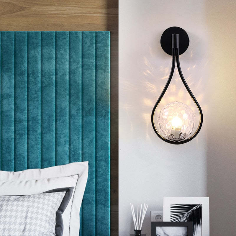 Valentina Nordic Creative Minimalist Water Drop Glass Gold Wall Lamp
