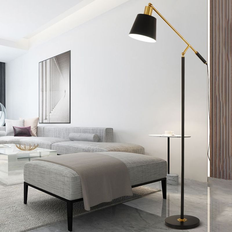 Salgado Modern Balance Arm Black Floor Lamp, Black
