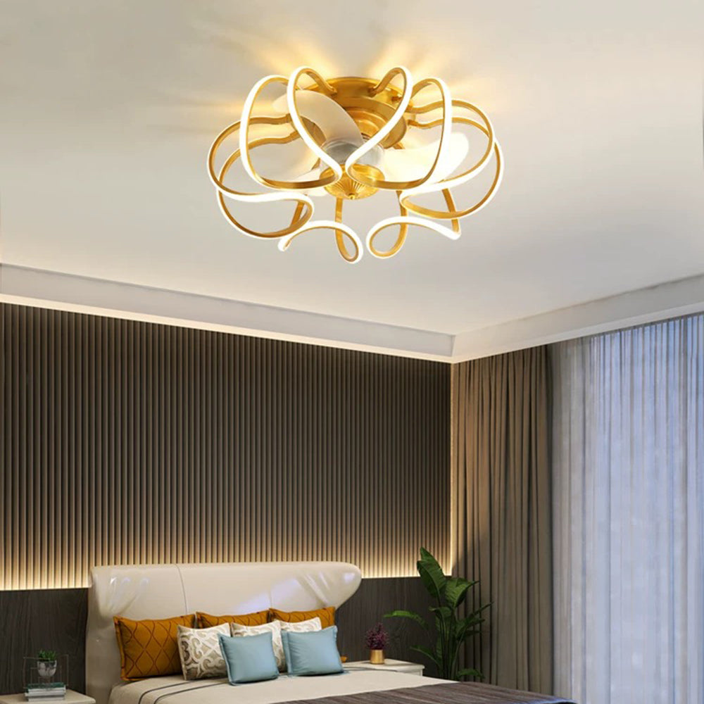 Lacey Gold Flush Mount Ceiling Fan with Light, 20''