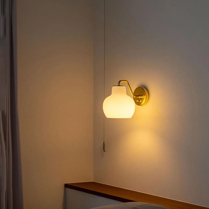 Lily Simple Dome Shape Vanity Wall Lamp, Metal/Glass