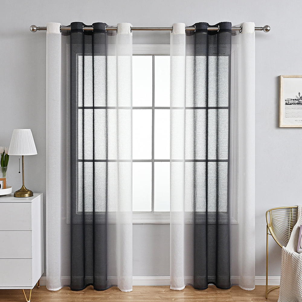 Modern Two Tone Polyester Sheer Curtain, 5 Colors
