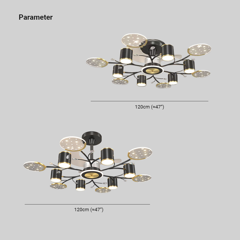 Madina Ceiling Fan with Light, 6/8/10/12 Heads, 39.3''