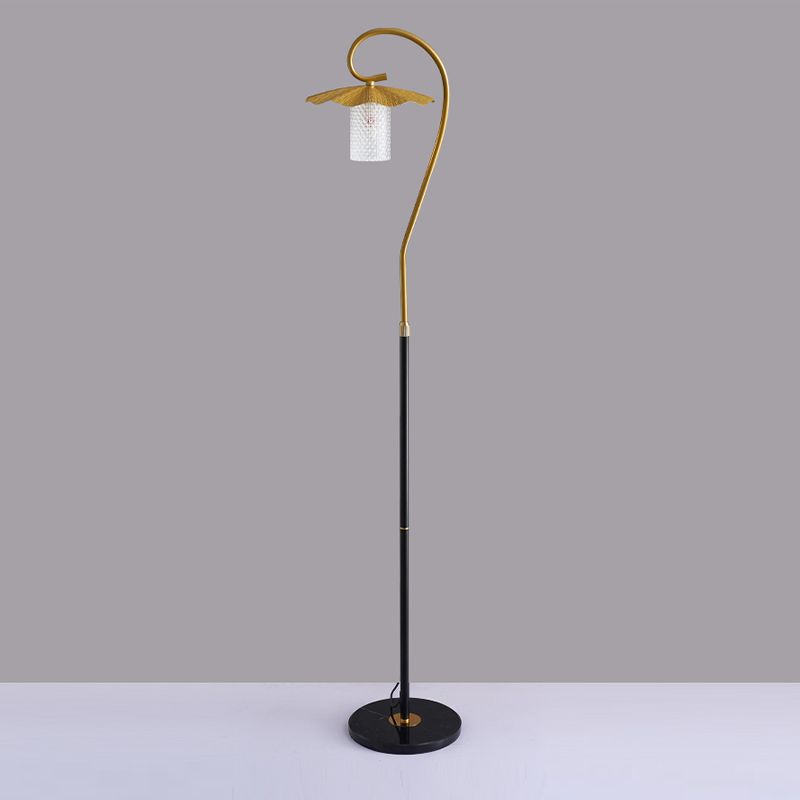 Carins Retro Lotus Metal Acrylic Floor Lamp, Gold/Green/Light Green