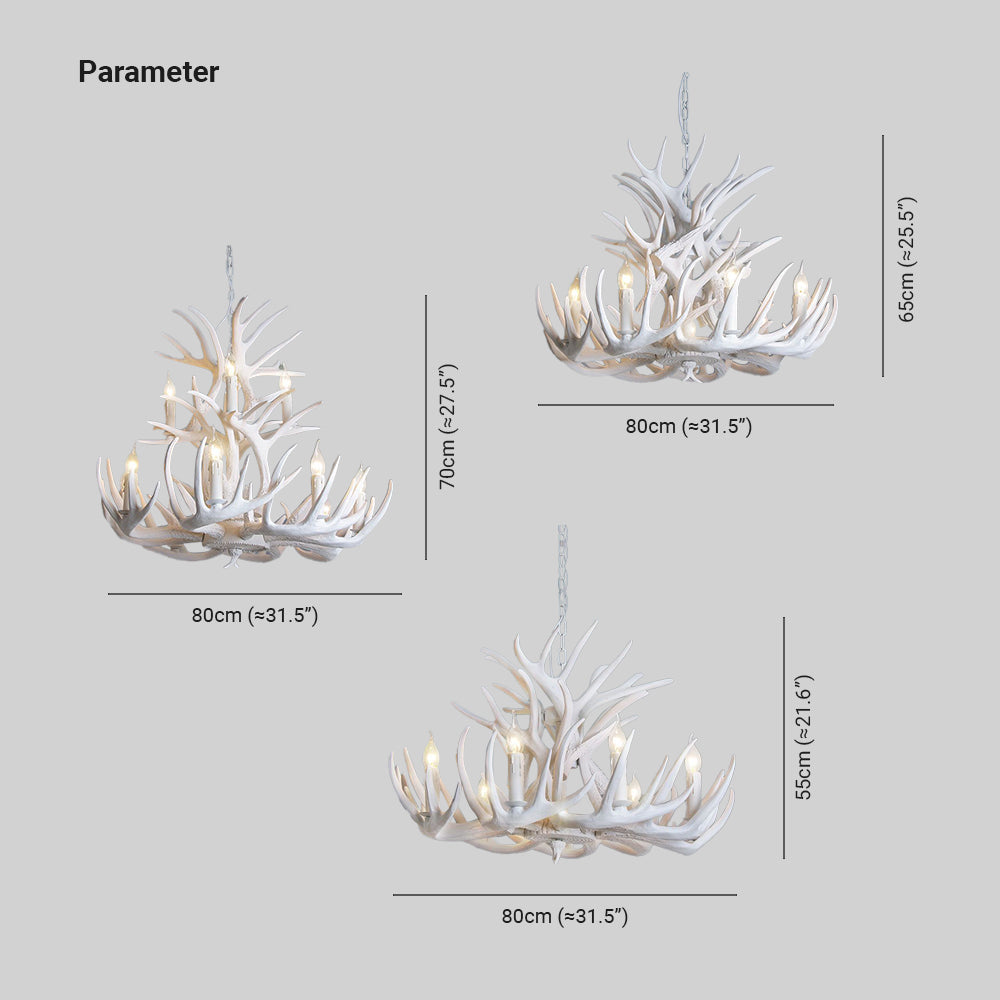 Silva Rustic Antler Metal/Resin Chandelier, White