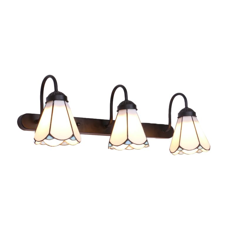 Baxter Vintage Flower Shaped Metal&Glass Bedroom Wall Lamps, Black/White/Blue