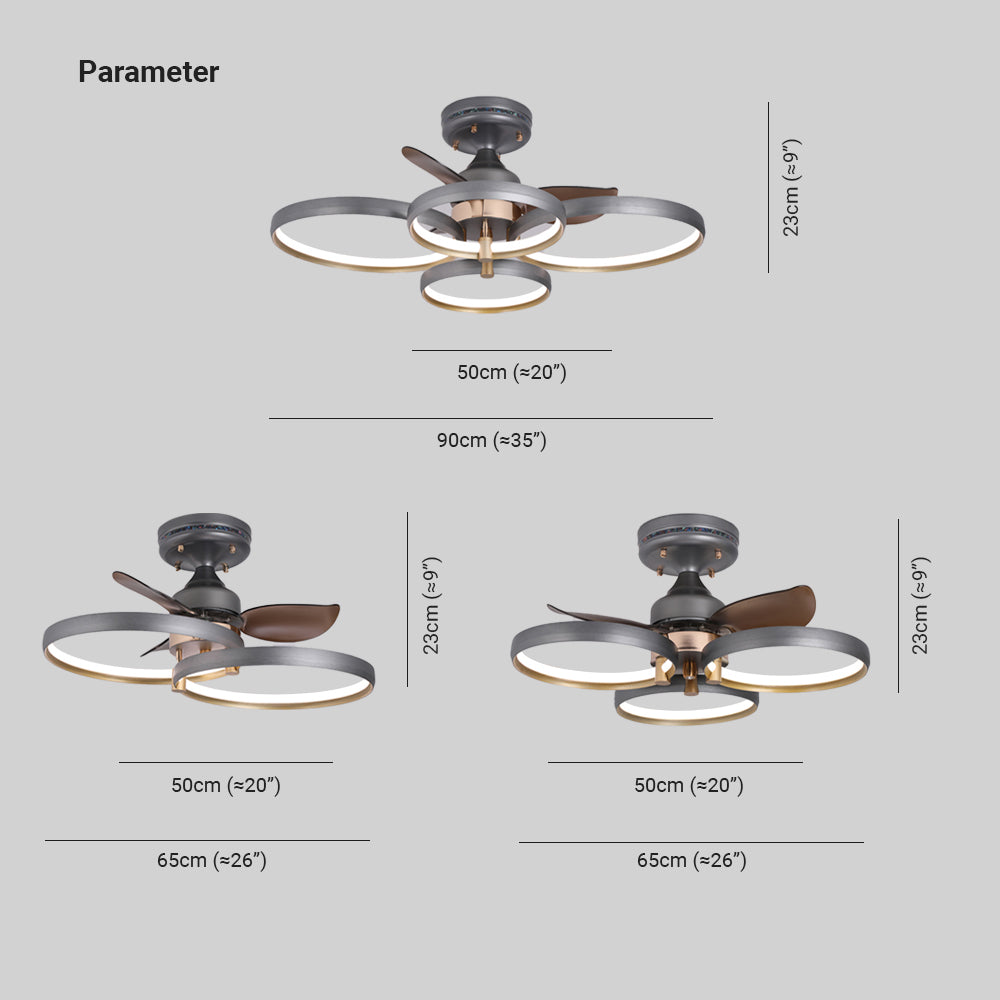 Kelley Ceiling Fan with Light, 2/3/4 Heads, Aluminium & Metal