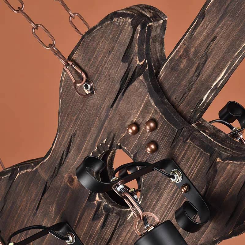 Austin Farmhouse 6 Lantern Guitar Wood/Metal Pendant Light