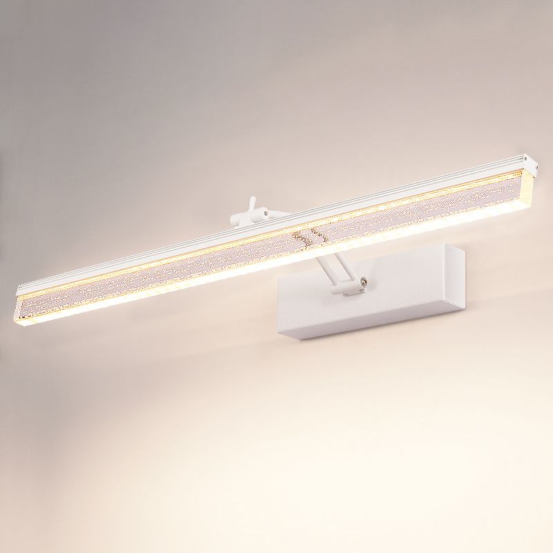 Edge Minimalist Linear Metal/Acrylic Mirror Front Vanity Wall Lamp, Black/White/Silver