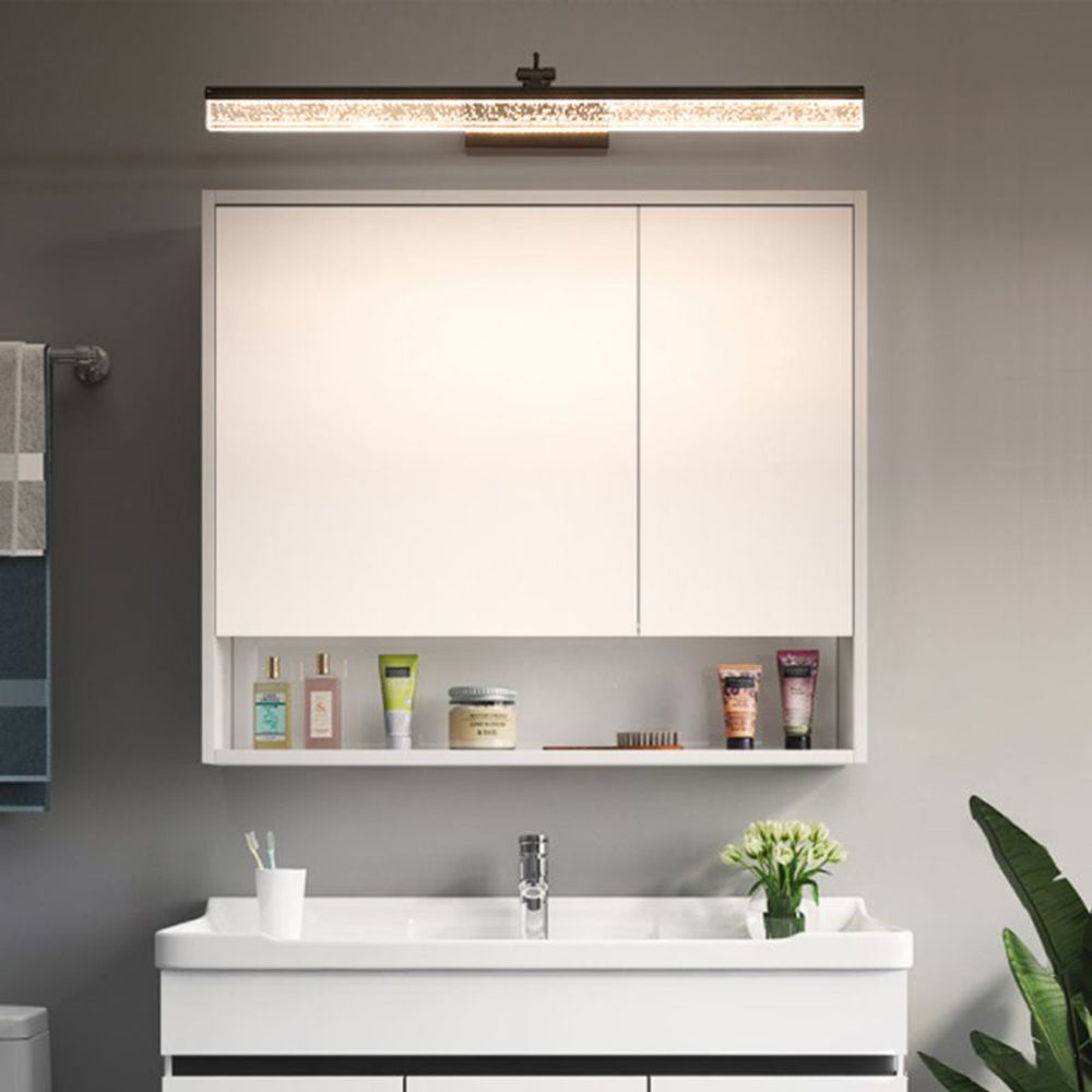Edge Minimalist Linear Metal/Acrylic Mirror Front Vanity Wall Lamp, Black/White/Silver