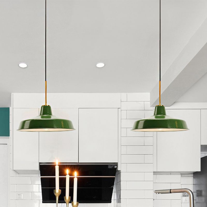 Cairns Vintage Metal Arched Pendant Light, Green