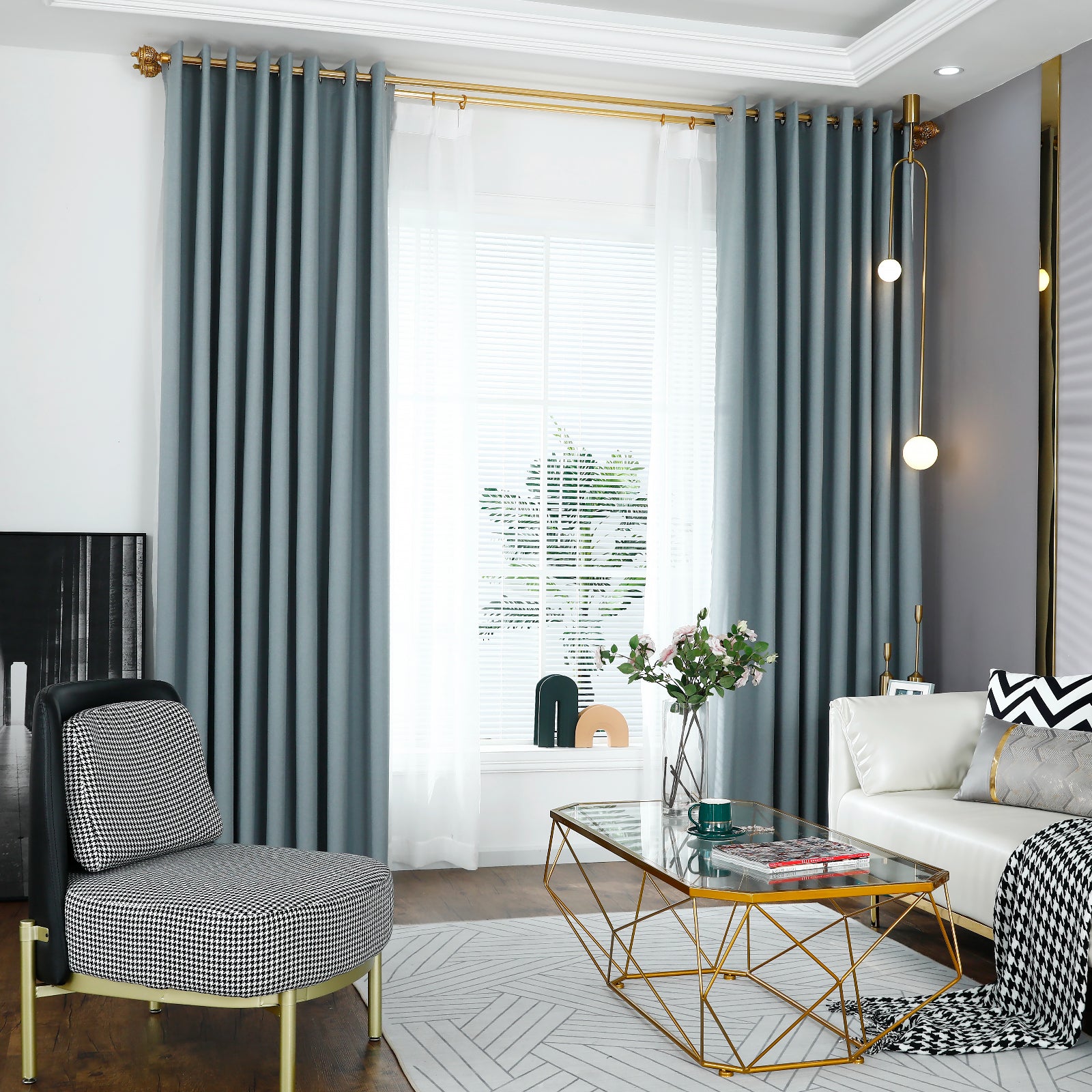 Modern Linen Solid Color Blackout Thermal Insulated Curtains