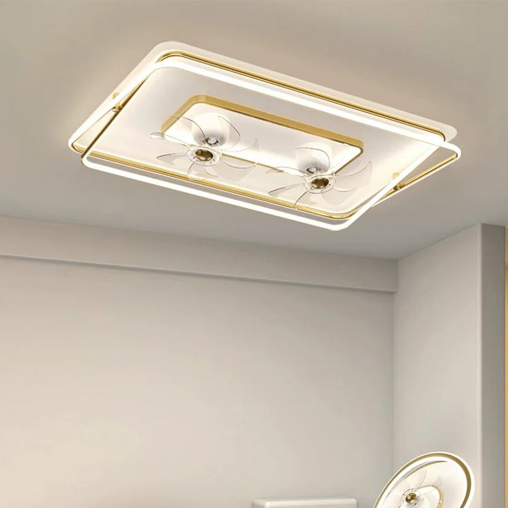 Kelley Gold Flush Mount Ceiling Fan with Light, 5 Style, 19.7''/35.4''/43.3''