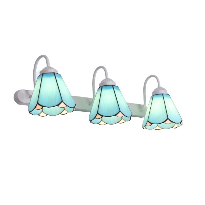 Baxter Vintage Flower Shaped Metal&Glass Bedroom Wall Lamps, Black/White/Blue