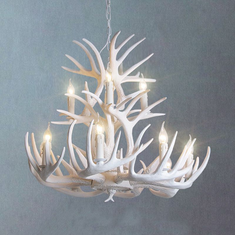 Silva Rustic Antler Metal/Resin Chandelier, White