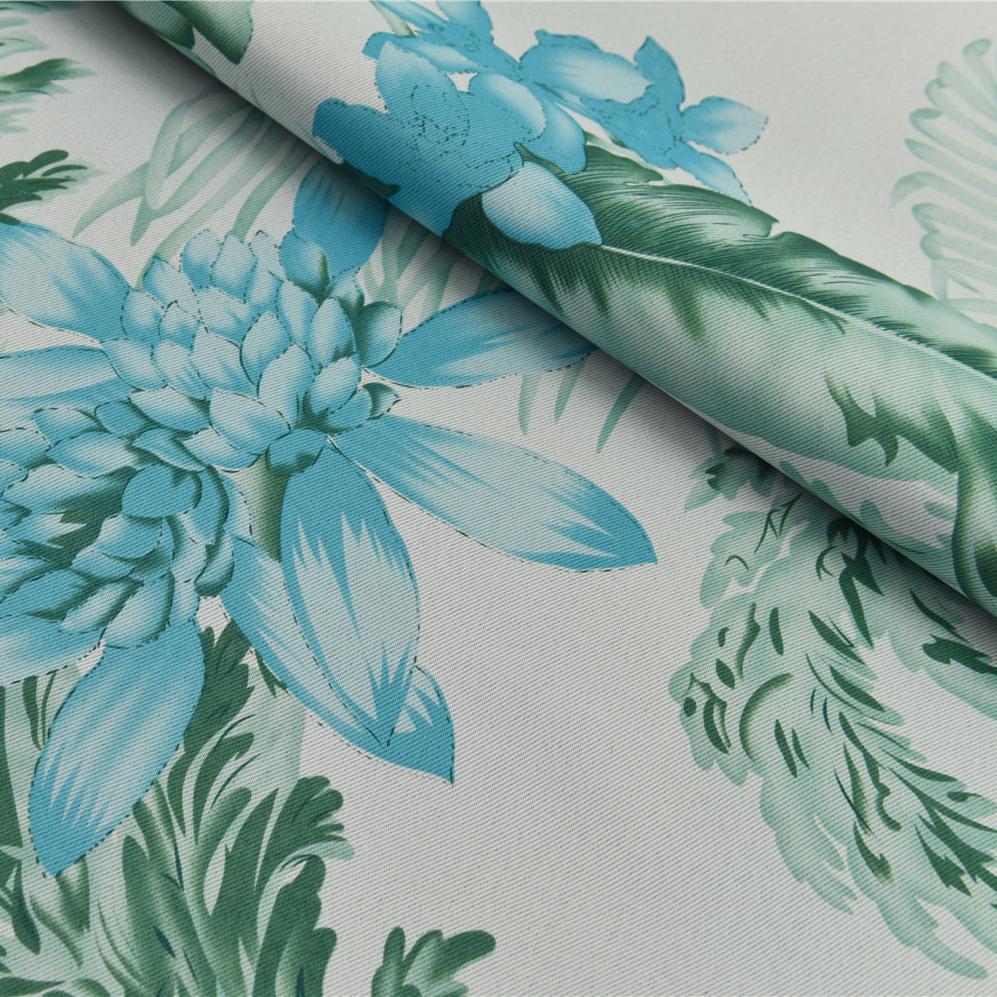 Modern Blue Plant Forest Nature Pattern Blackout Curtain