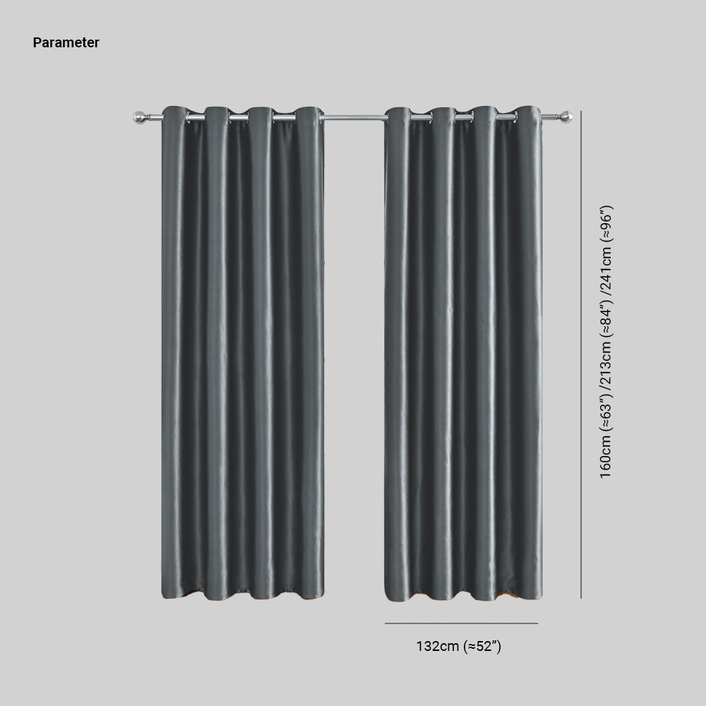 Modern Velvet Solid Color Blackout Thermal Curtains, Dark Gray/Beige