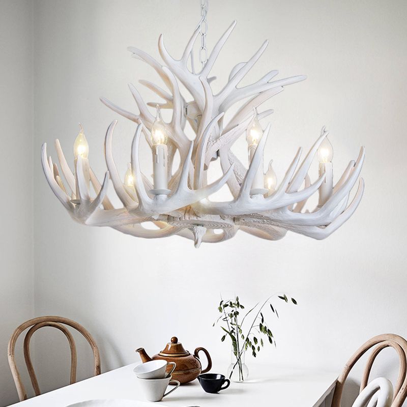Silva Rustic Antler Metal/Resin Chandelier, White