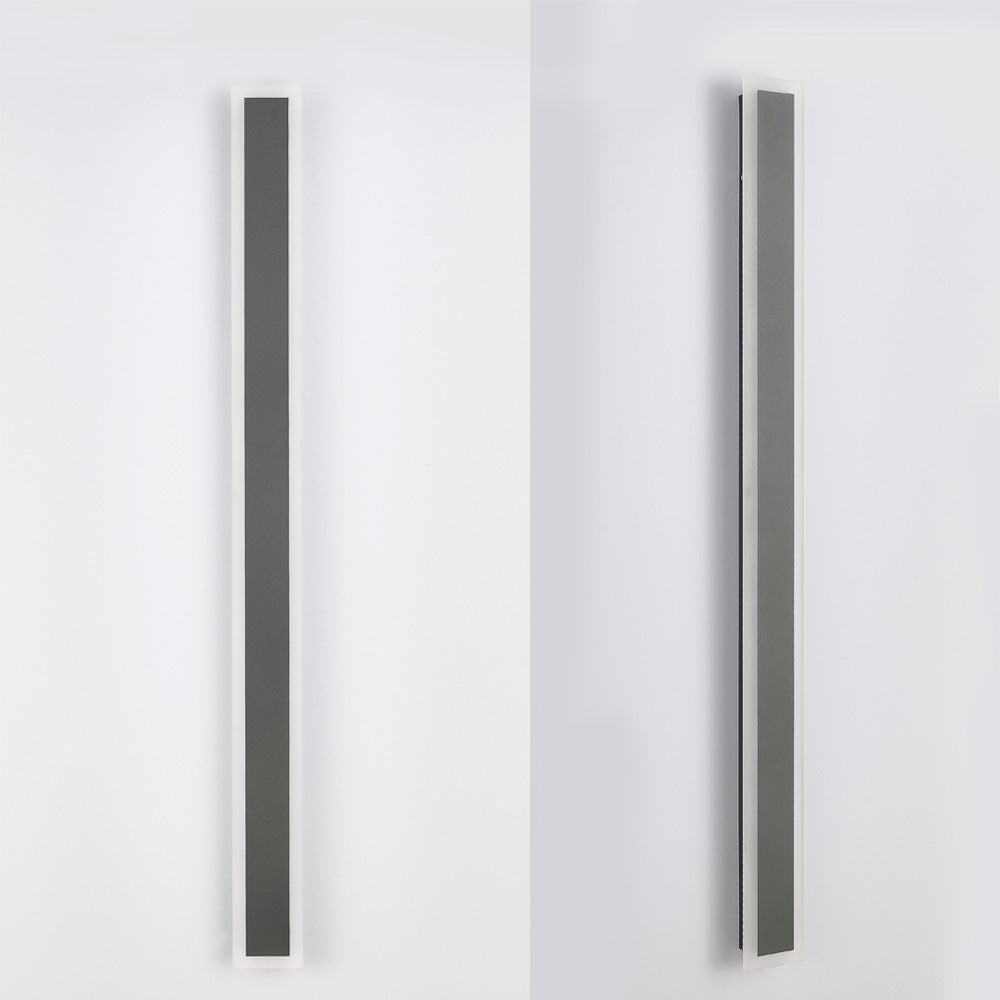 Edge Modern Outer Glow Linear Metal Outdoor Wall Light, Dark Steel Gray
