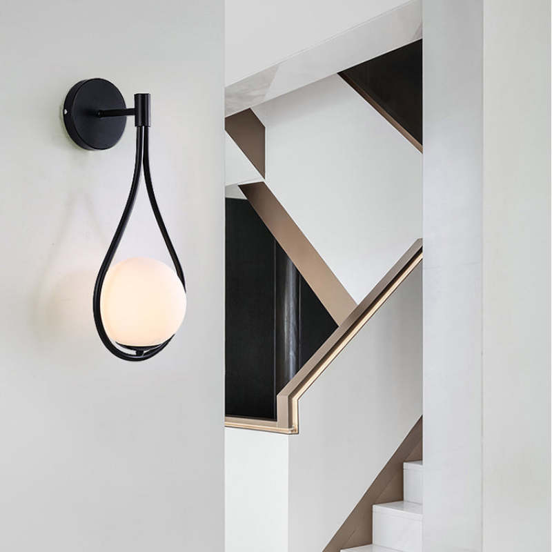 Valentina Nordic Creative Minimalist Water Drop Glass Gold Wall Lamp