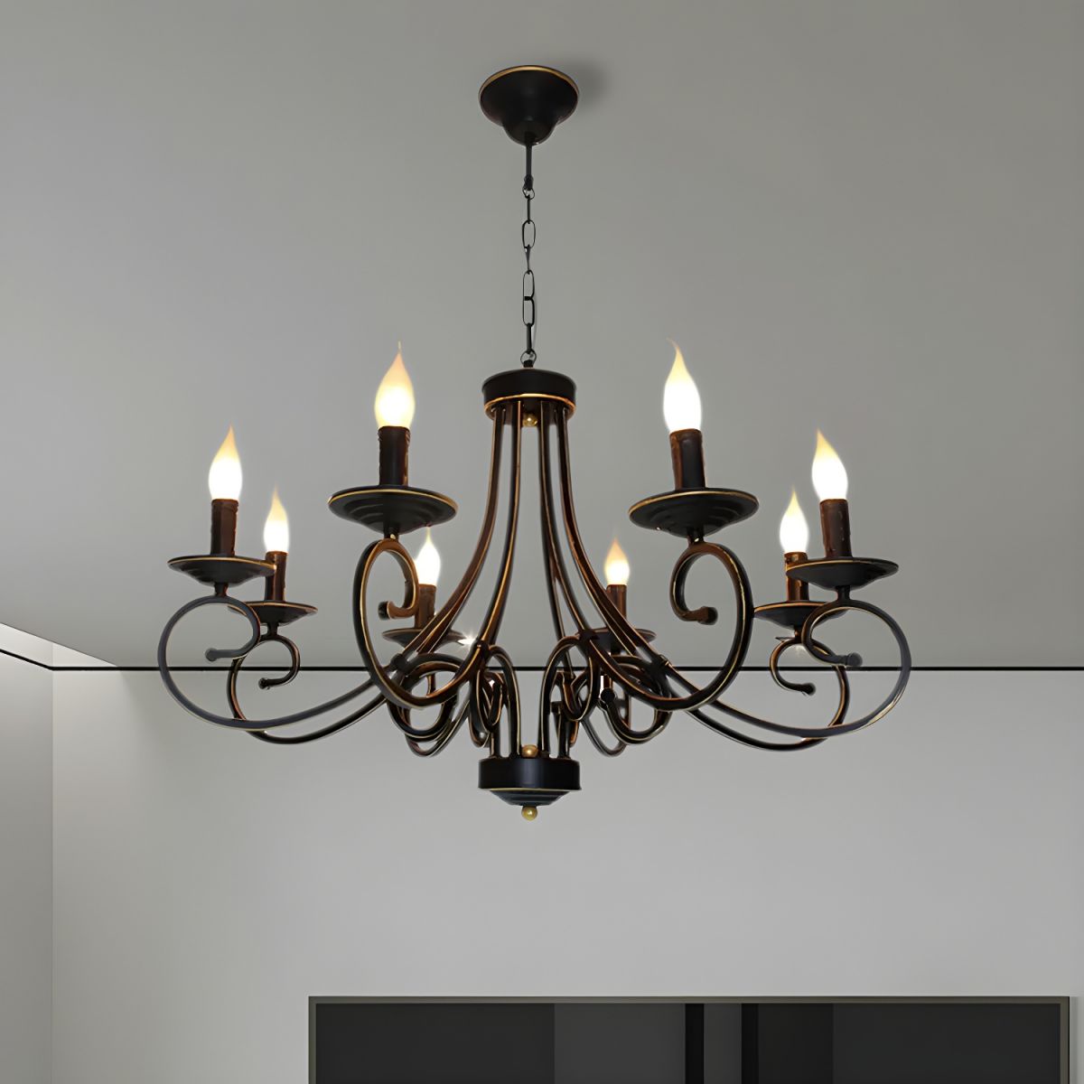 Marilyn Vintage Mental Candle Chandelier, Black