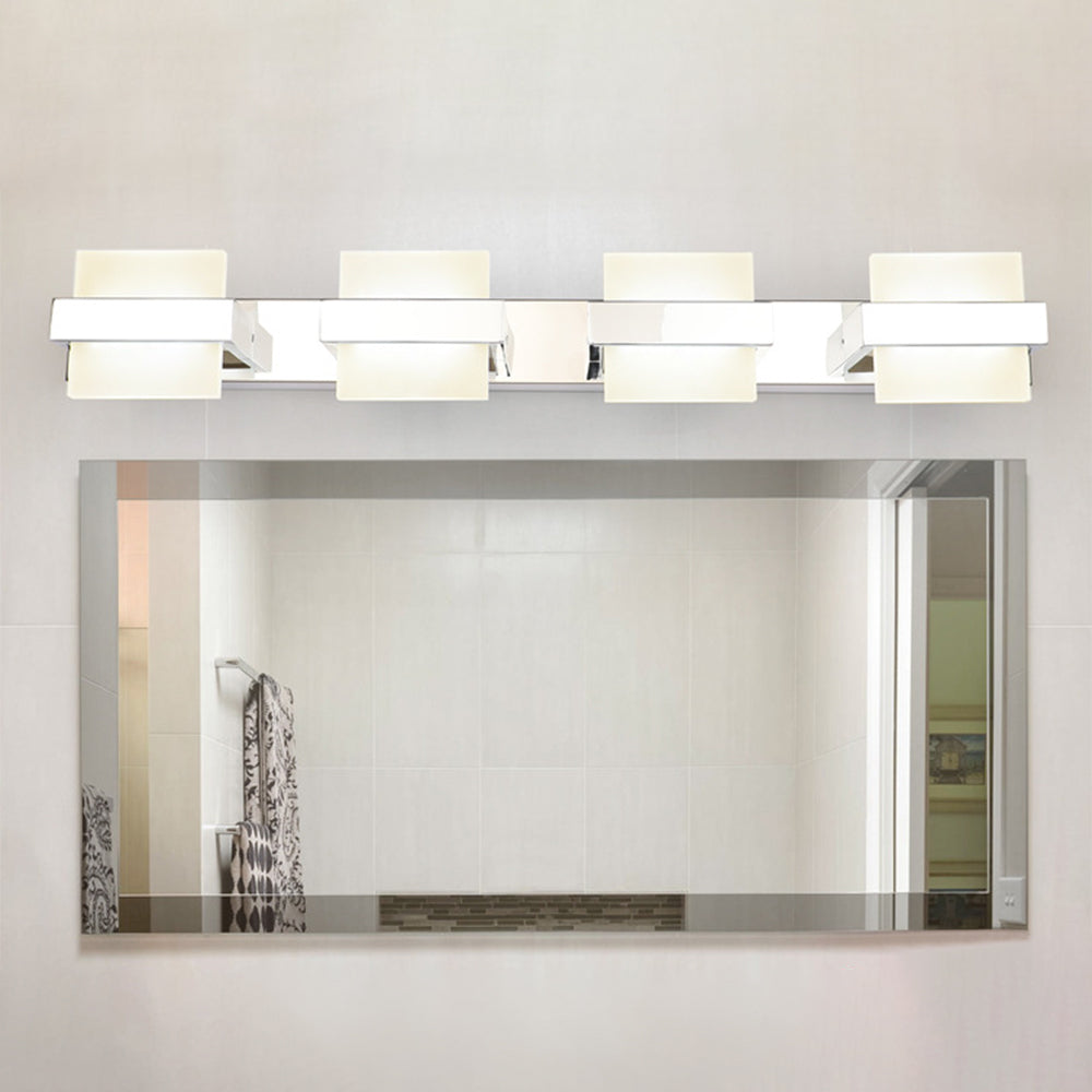 Leigh Modern Square Metal/Acrylic Wall Lamp, Silver, Bathroom