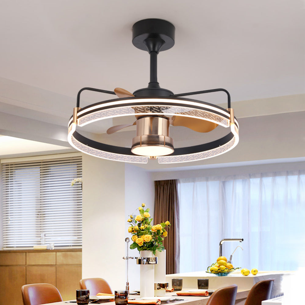 Kelley Ceiling Fan with Light, 2 Style, Aluminium & Metal, 24''