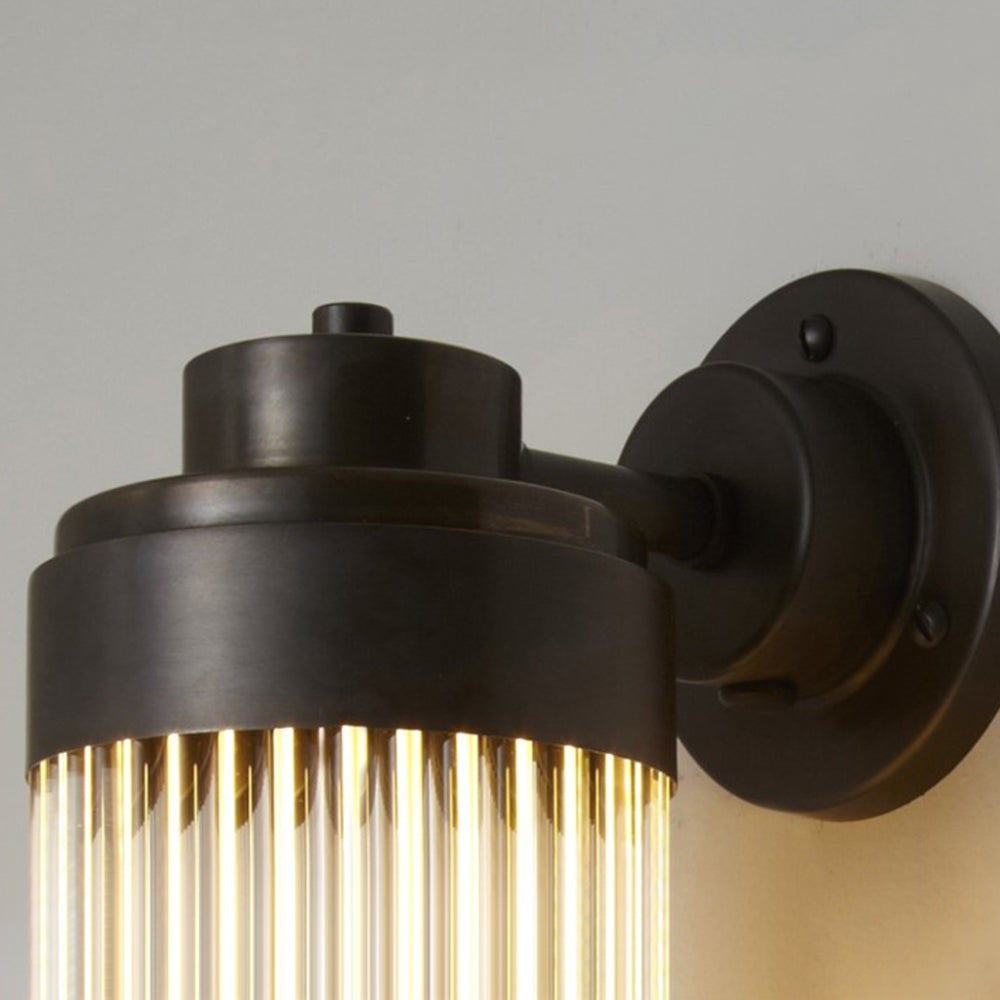 Alessio Vintage Cylindrical Glass Outdoor Wall Lamp, Bronze