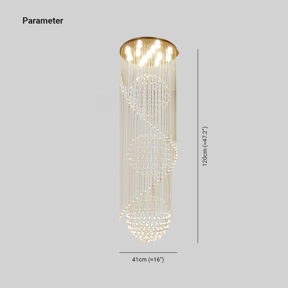 Hailie Luxury Spiral Cascading Crystal Chandelier, Chrome