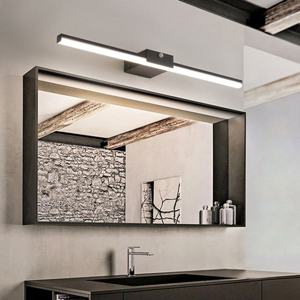 Edge Minimalist Linear Metal Wall Lamp, Black/White, Bathroom