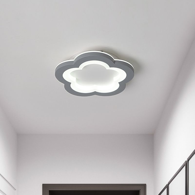 Quinn Modern Flower Metal Flush Mount Ceiling Light, Grey
